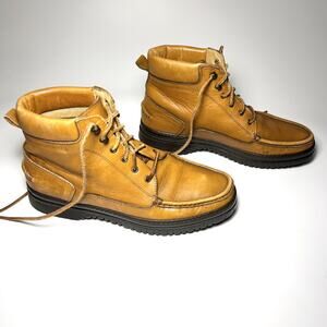Vintage Coach Womens Brown Leather Ankle Boots Lace up Made In Italy Size 8